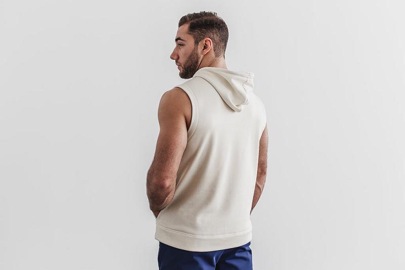 Men's Nobull Sleeveless Hoodie White | SG W2509N
